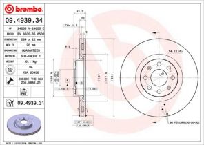 Brembo 09.4939.34 - Brzdový kotúč -