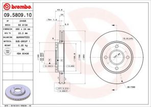 Brembo 09.5809.10 - Brzdový kotúč -