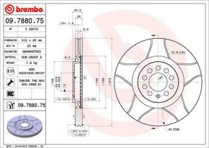 Brembo 09.7880.75 - Brzdový kotúč -
