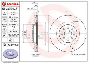 Brembo 09.8004.31 - Brzdový kotúč -