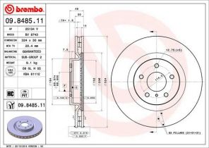 Brembo 09.8485.11 - Brzdový kotúč -