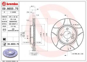 Brembo 09.8655.75 - Brzdový kotúč -