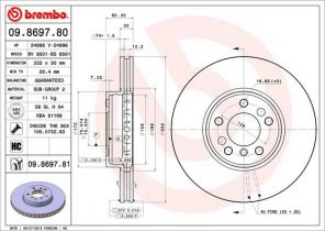 Brembo 09.8697.81 - Brzdový kotúč -