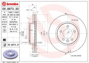 Brembo 09.8873.30 - Brzdový kotúč -