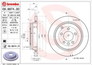 Brembo 09.8874.30 - Brzdový kotúč -