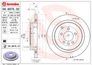 Brembo 09.8876.30 - Brzdový kotúč -