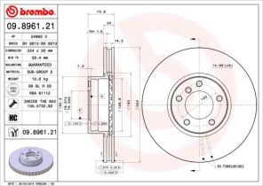 Brembo 09.8961.21 - Brzdový kotúč -