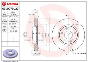 Brembo 09.9079.20 - Brzdový kotúč -