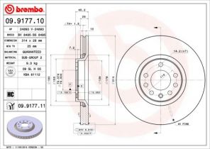 Brembo 09.9177.11 - Brzdový kotúč -