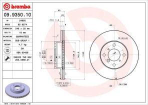 Brembo 09.9350.10 - Brzdový kotúč -