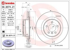 Brembo 09.9374.21 - Brzdový kotúč -