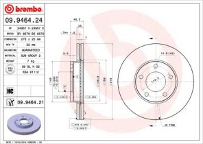 Brembo 09.9464.24 - Brzdový kotúč -