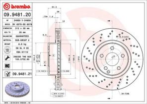 Brembo 09.9481.20 - Brzdový kotúč -