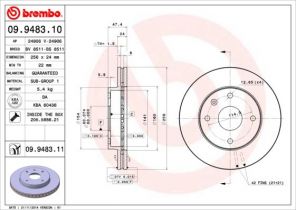 Brembo 09.9483.10 - Brzdový kotúč -