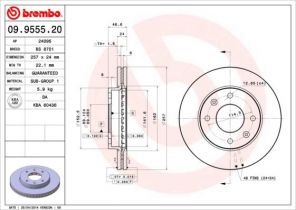 Brembo 09.9555.20 - Brzdový kotúč -