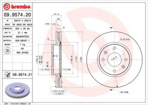 Brembo 09.9574.20 - Brzdový kotúč -