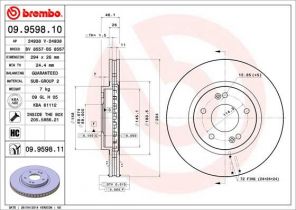 Brembo 09.9598.10 - Brzdový kotúč -