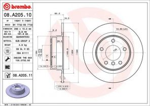 Brembo 08.A205.11 - Brzdový kotúč -