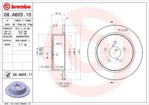 Brembo 08.A605.10 - Brzdový kotúč -