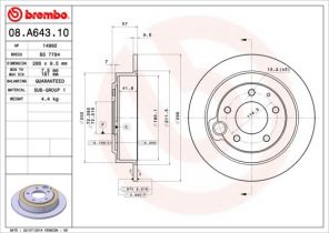 Brembo 08.A643.10 - Brzdový kotúč -