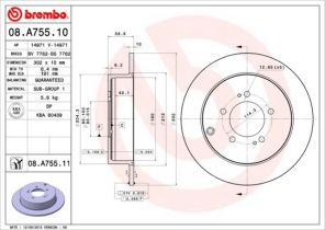 Brembo 08.A755.11 - Brzdový kotúč -