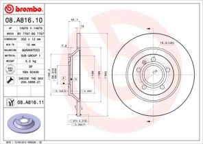 Brembo 08.A816.11 - Brzdový kotúč -