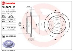Brembo 08.A872.10 - Brzdový kotúč -