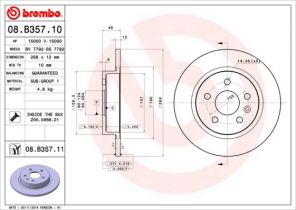 Brembo 08.B357.10 - Brzdový kotúč -