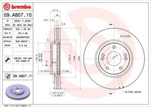 Brembo 09.A807.10 - Brzdový kotúč