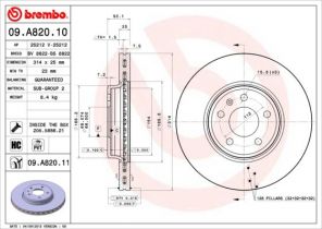 Brembo 09.A820.11 - Brzdový kotúč