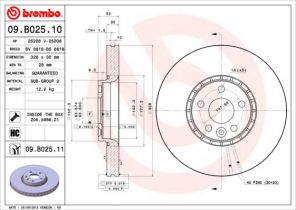 Brembo 09.B025.10 - Brzdový kotúč