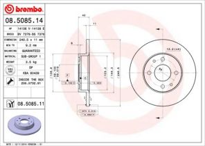 Brembo 08.5085.11 - Brzdový kotúč -