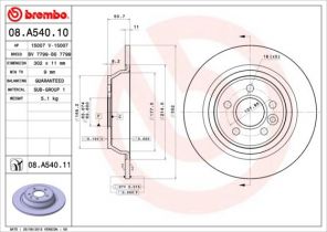 Brembo 08.A540.11 - Brzdový kotúč -