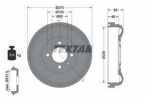 Textar 94012000 - Brzdový bubon -