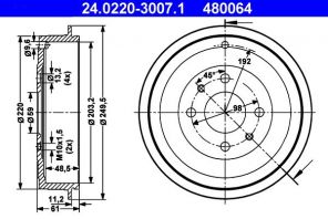 ATE 24.0220-3007.1 - Brzdový bubon -