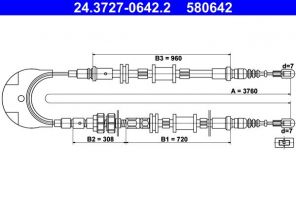 ATE 24.3727-0642.2 - Brzdové lano -