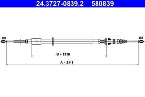 ATE 24.3727-0839.2 - Brzdové lano -