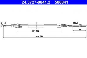 ATE 24.3727-0841.2 - Brzdové lano -