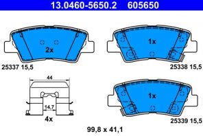 ATE 13.0460-5650.2 - Brzdové platničky -