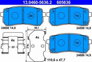 ATE 13.0460-5636.2 - Brzdové platničky -