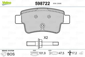 Valeo 598722 - Brzdové platničky -