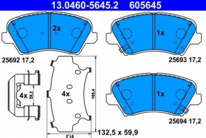 ATE 13.0460-5645.2 - Brzdové platničky -