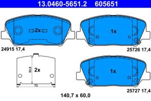 ATE 13.0460-5651.2 - Brzdové platničky -