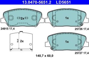 ATE 13.0470-5651.2 - Brzdové platničky -