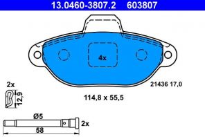 ATE 13.0460-3807.2 - Brzdové platničky -