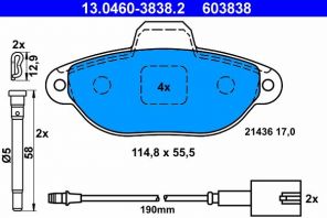 ATE 13.0460-3838.2 - Brzdové platničky -