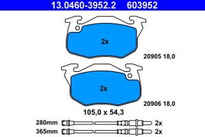 ATE 13.0460-3952.2 - Brzdové platničky -
