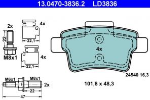 ATE 13.0470-3836.2 - Brzdové platničky -