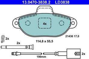 ATE 13.0470-3838.2 - Brzdové platničky -