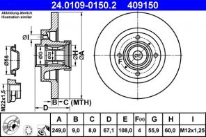 ATE 24.0109-0150.2 - Brzdový kotúč -